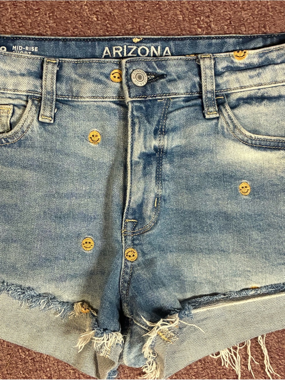 Arizona Jean Company Light Blue Denim Emoji Patch Shorts